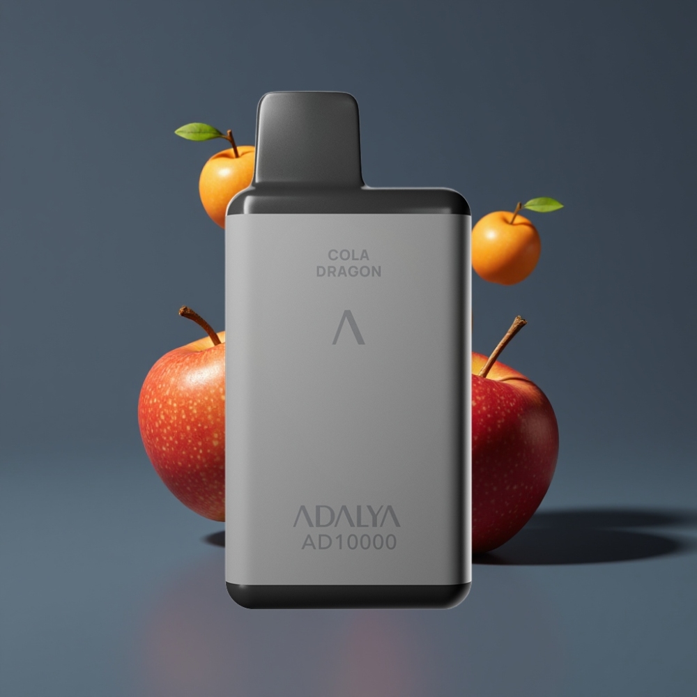 Adalya AD 10000 Puffs France Grossiste - E-cigarette Jetable Rechargeable USB-C Gris Spatial, Design Sablé, Tube en Aluminium, E-liquide Original (Deux Pommes)