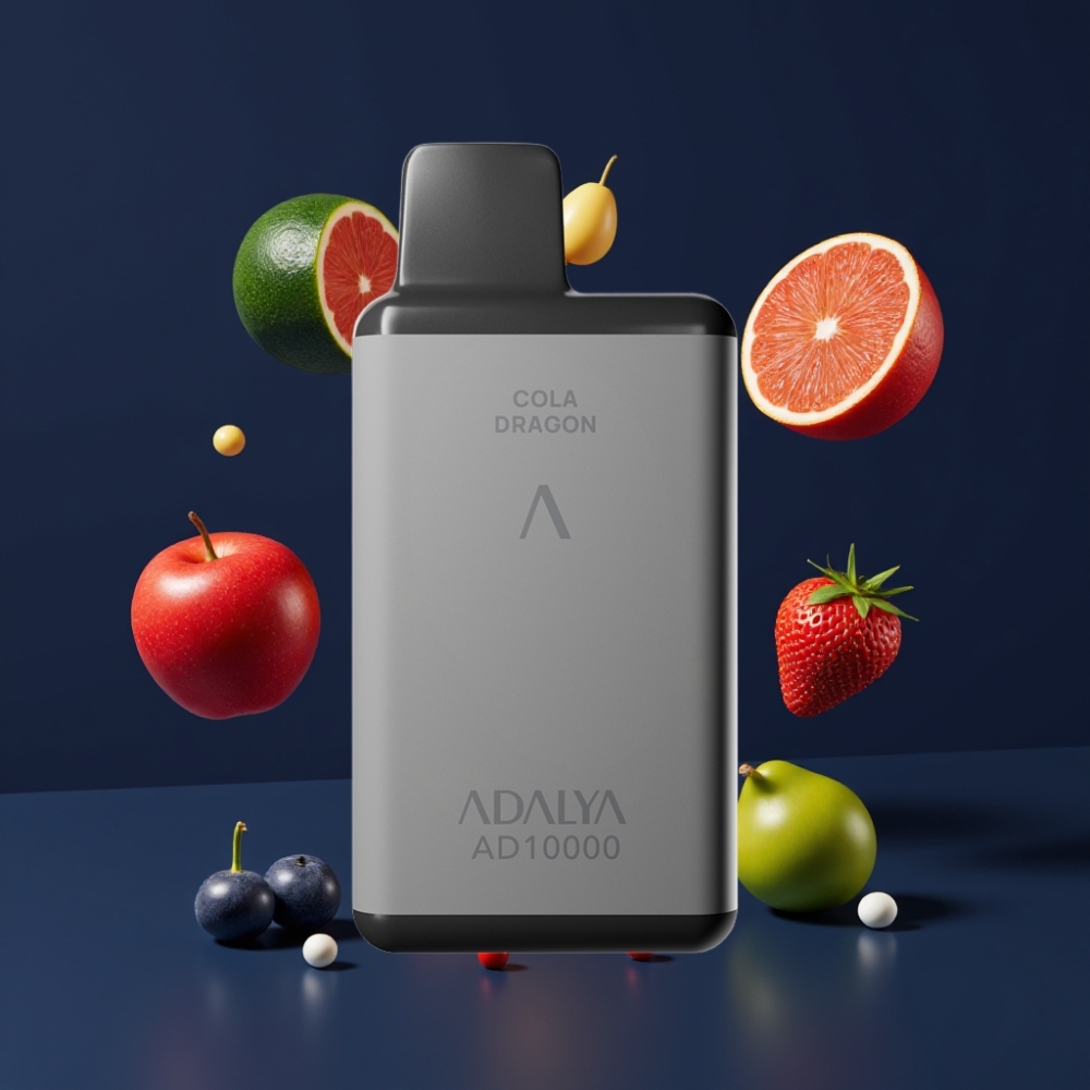 Adalya AD 10000 Puffs France Grossiste Vape Jetable Gris Spatial avec Lumière Bleue et Tube en Aluminium