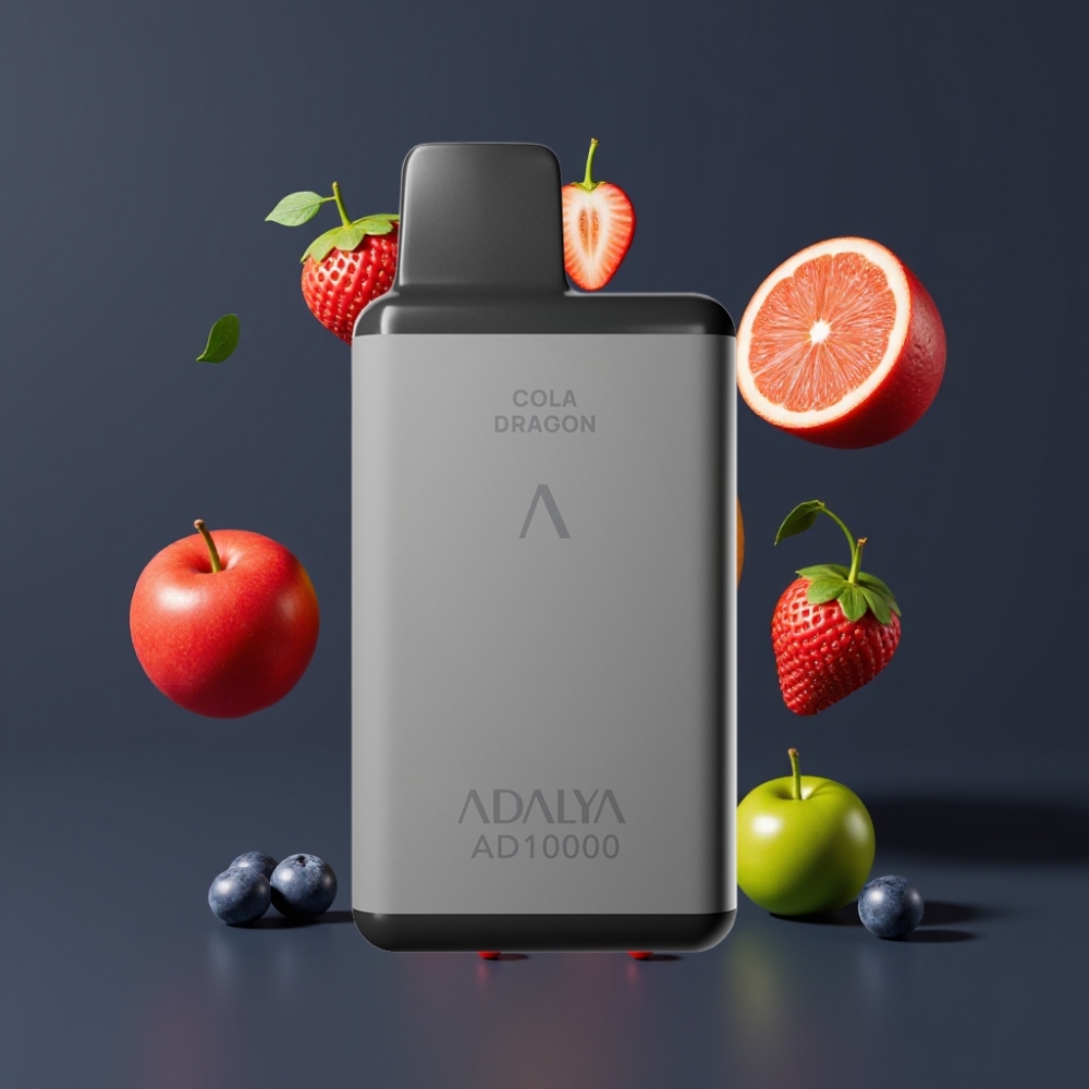 Adalya AD 10000 Puffs Vape Jetable France Grossiste - Gris Spatial, Tube en Aluminium, Lumière Bleue, Rechargeable USB-C, 14 ml E-Liquide Original