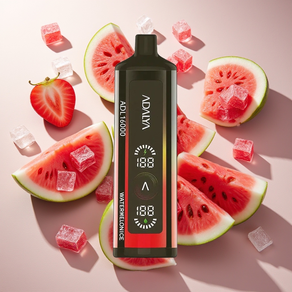 Adalya ADL 16000 PRO Puffs France Grossiste Vape Jetable Pastèque Glacée avec Écran Digital et Bobine Mesh Intelligente