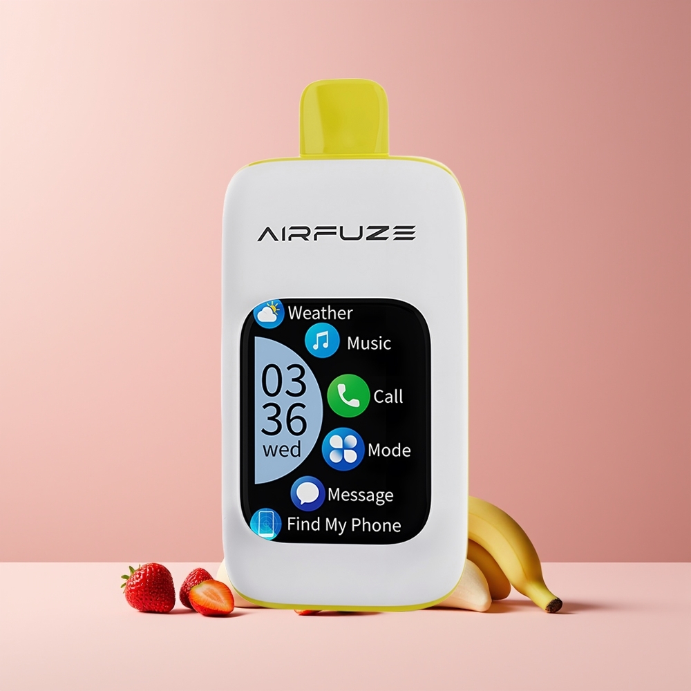 AirFuze Smart 30000 Puffs France Grossiste - Pod Jetable Écran Tactile 2.01" TFT, 5% Nicotine, 900mAh, Type-C, Fraise Banane