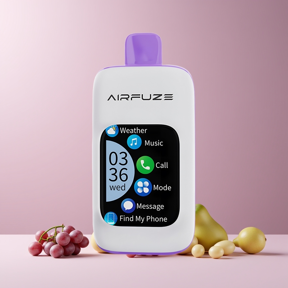 AirFuze Smart 30000 Puffs France grossiste Pod Jetable avec Écran Tactile 2.01" et Port Type-C - Éclat de Raisin
