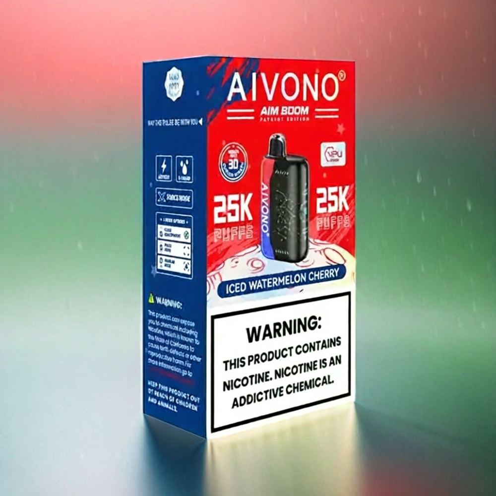 Aivono AIM BOOM 25000 Puffs France Grosiste - Cherry de pastèque glacée (Glacée de Pastèque Cerise) - 28 ml e-liquide - 650mAh - 1,2 ohm Mesh Coil - 0% / 2% / 3% / 5% Nicotine Nicotine