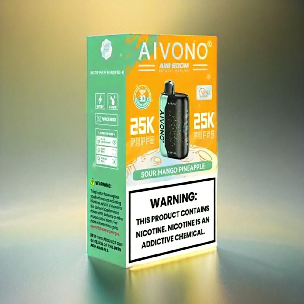 Aivono AIM BOOM 25000 Puffs France Grosiste (Sour Mango-Pineapple) 0% -5% Nicotine 650mAh Type-C