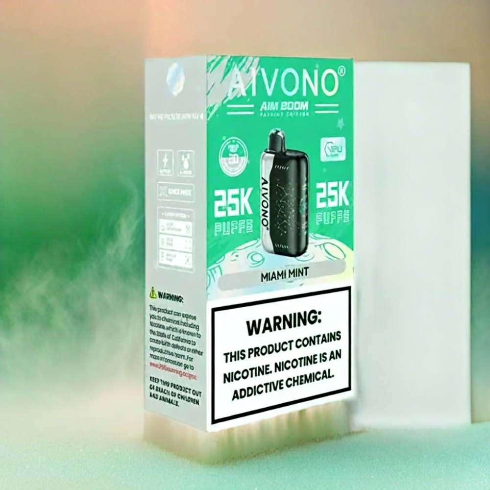 Aivono Aim Boom 25000 Puffs France Grosiste Menthe de Miami Nicotine 0% -5% 650mAh Type-C