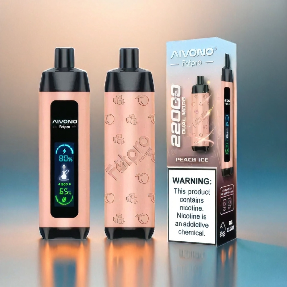 Aivono AIM Fatpro 22000 Puffs France Grosiste Avec 5% Nicotine, 28 ml e-liquide, ET Saveur Pêche Glacée