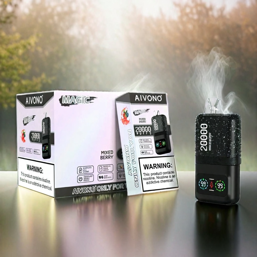 Aivono AIM Magic 20000 Puffs France Grosiste - Coils à double mailles, 26 ml de e-liquide, 0% 2% 3% 5% de nicotine, 600mAh Batterie, Type-C rechargeable, mélanges de baies (baies mixtes)