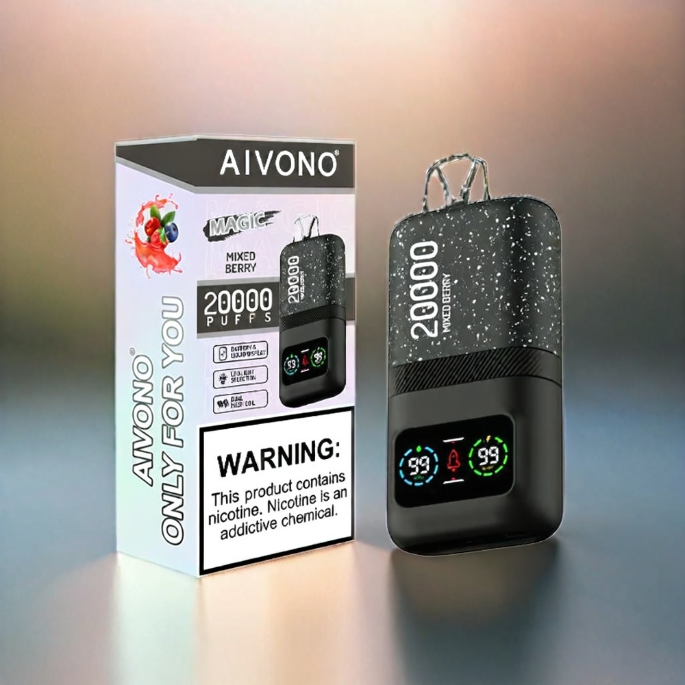 Aivono AIM Magic 20000 Puffs France Grosiste - Coils à double mailles, 26 ml de e-liquide, 0% 2% 3% 5% de nicotine, 600mAh Batterie, Type-C rechargeable, mélanges de baies (baies mixtes)