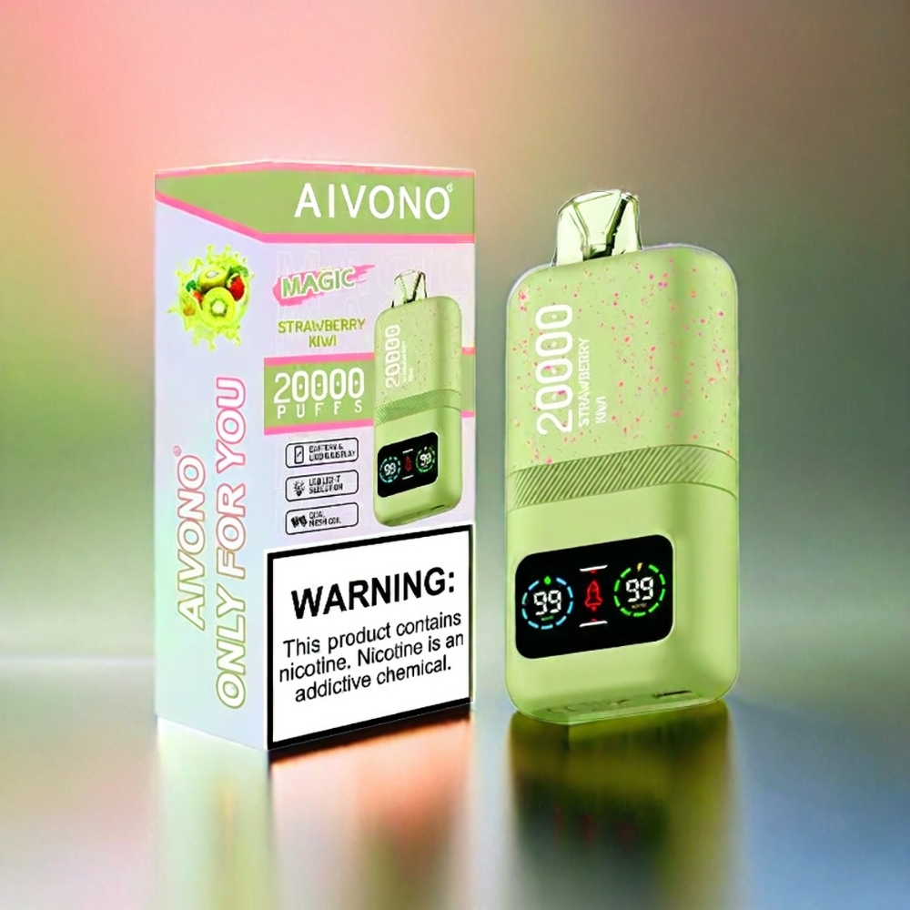 Aivono Aim Magic 20000 Puffs France Grosiste - 26 ml e-liquide, double bobine en filet, Écran LCD, Type-C rechargeable, Fense Kiwi