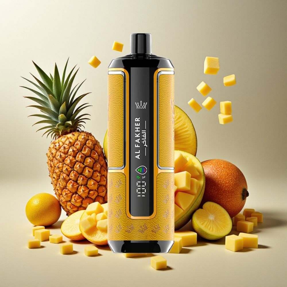 Al Fakher Crown Bar 15K Hypermax France Grossiste - Kit de Vape Jetable avec 22ml de E-Liquide, 600mAh, Port Type-C, Jusqu'à 15 000 Puffs, Mangue Ananas (DTL, 6mg)