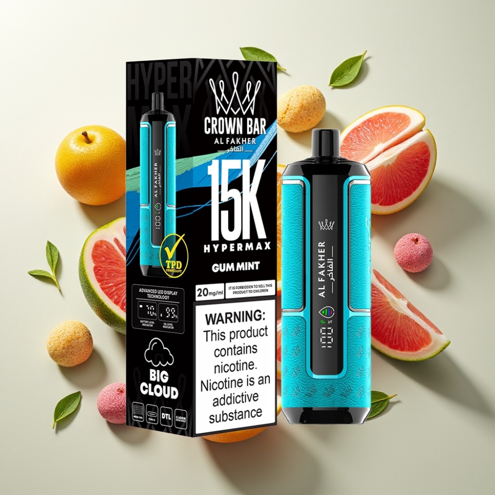 Al Fakher Crown Bar 15K Hypermax Vape Jetable Kit France grossiste - 22ml, 600mAh, 15 000 Bouffées, Menthe Gommée