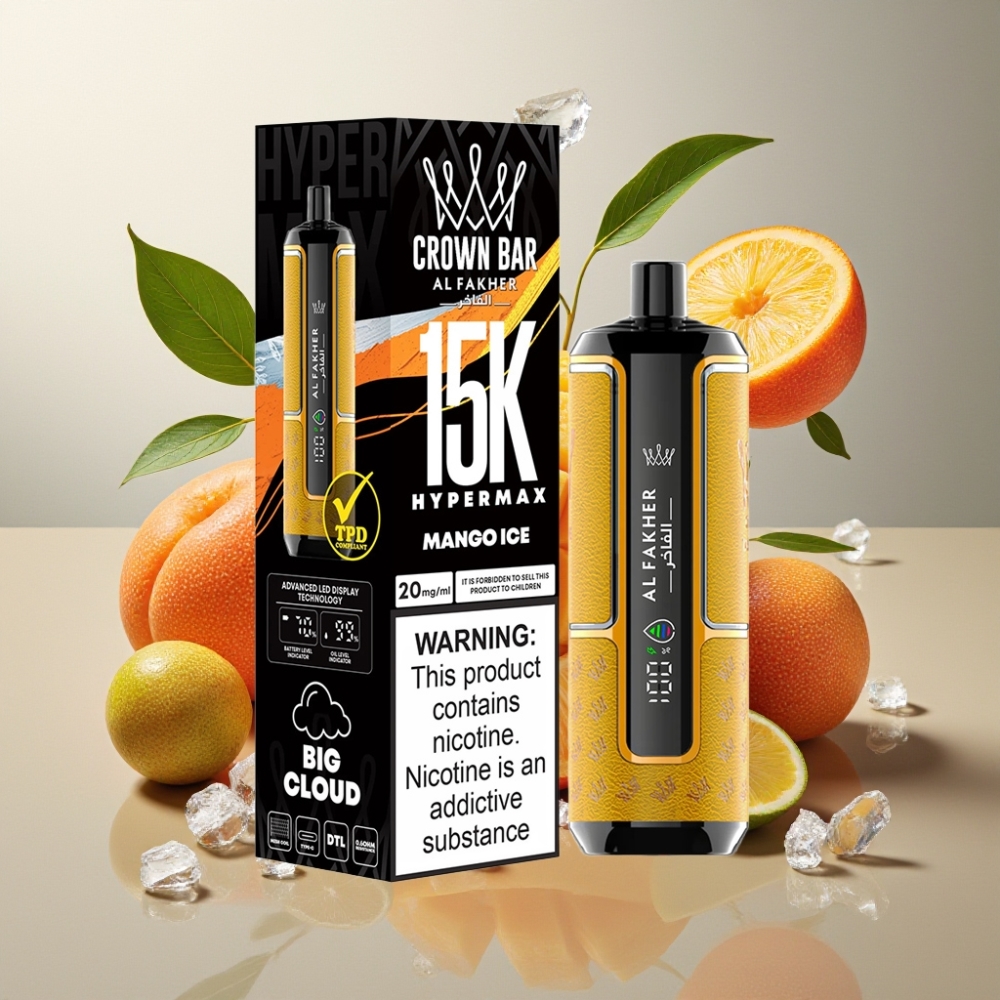 Al Fakher Crown Bar 15K Hypermax Vape Jetable Kit France grossiste - Mangue Glacée, 22ml, 15 000 Puffs, 600mAh