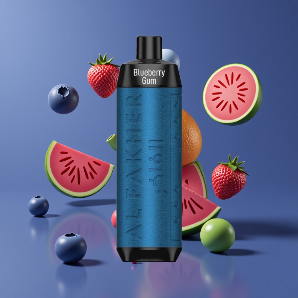 Al Fakher Crown Bar 8000 Crystal France Grossiste - E-liquide 18ml, 5mg Nicotine, Jusqu'à 8000 Puffs, Charge USB Type-C, Gomme Myrtille (Blueberry Gum)