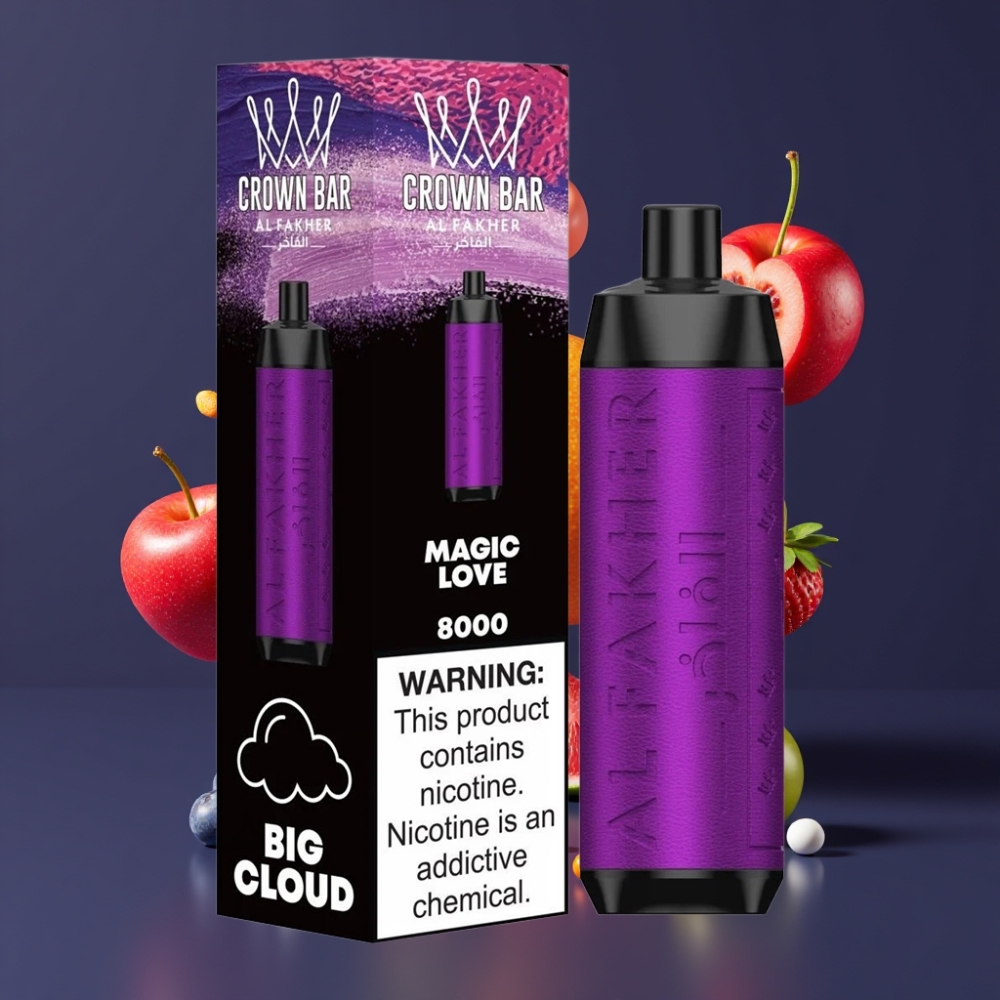 Al Fakher Crown Bar 8000 Crystal Vape Jetable France Grossiste - 600mAh, 18ml, 5mg, 8000 Puffs, Amour Magique