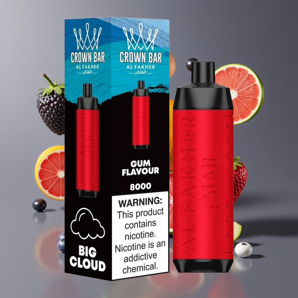 Al Fakher Crown Bar 8000 Crystal Vape Jetable France Grossiste - 600mAh, 18ml, 5mg Nicotine, 8000 Puffs, Goût Gomme