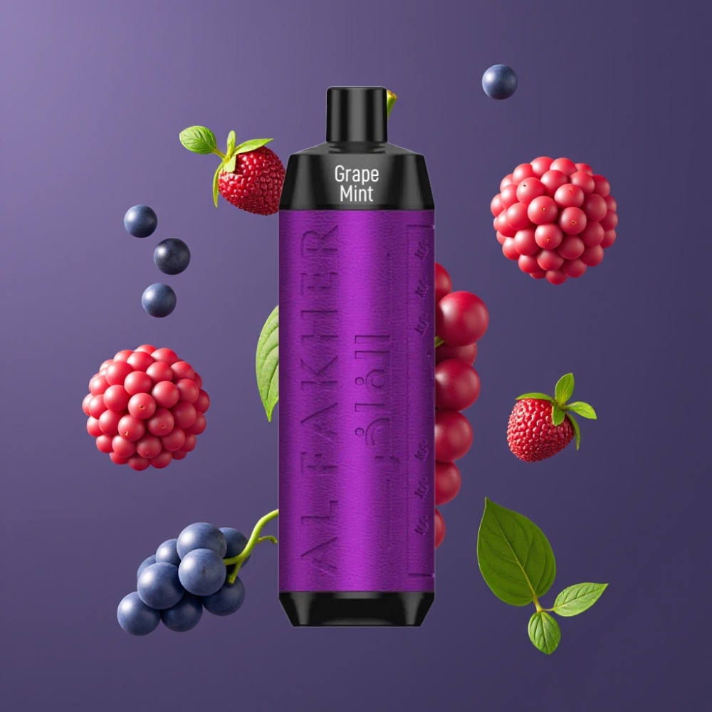 Al Fakher Crown Bar 8000 Crystal Vape Jetable France Grossiste - 600mAh, 18ml, 8000 Puffs, Raisin Menthe