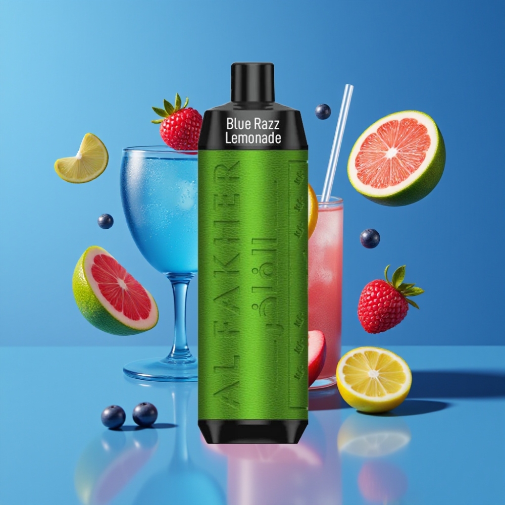 Al Fakher Crown Bar 8000 Crystal Vape Jetable France Grossiste - Batterie 600mAh, 18ml de E-Liquide, 8000 Puffs, Myrtille Citronnée (Blue Razz Lemonade)