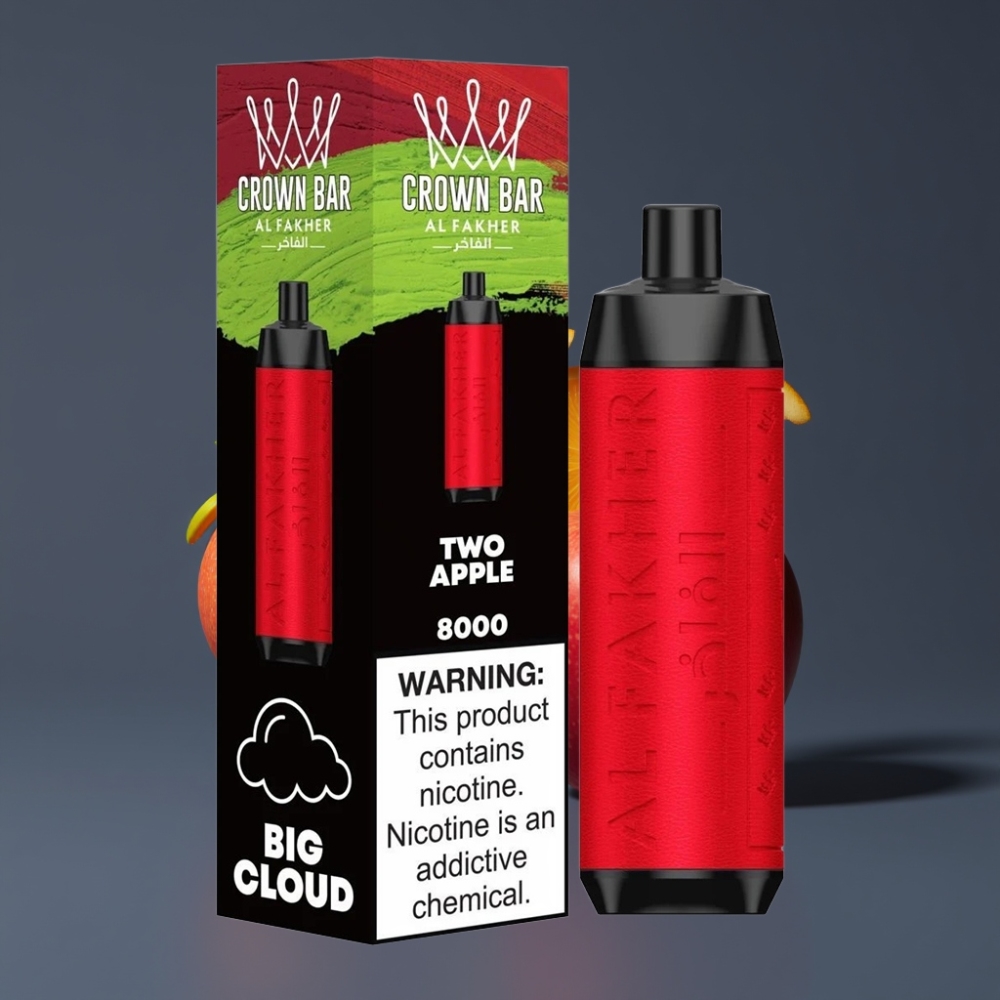 Al Fakher Crown Bar 8000 Crystal Vape Jetable France Grossiste - Deux Pommes, 18ml, 5mg, 8000 Puffs, 600mAh