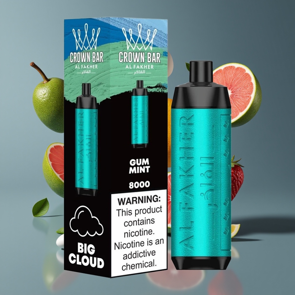 Al Fakher Crown Bar 8000 Crystal Vape Jetable France Grossiste - Gencives Menthe (600mAh, 18ml, 8000 Puffs)