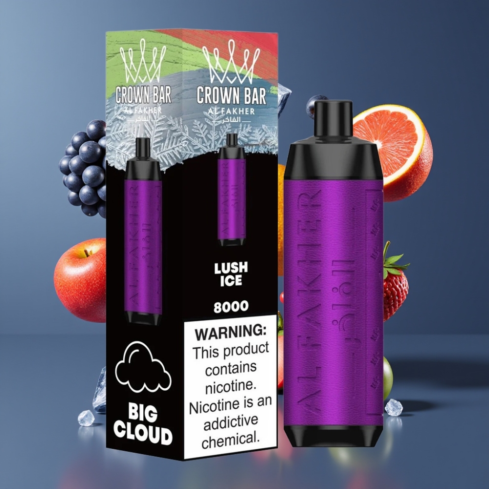 Al Fakher Crown Bar 8000 Crystal Vape Jetable France Grossiste - Glace Luxuriante, 18ml, 8000 Puffs, Batterie 600mAh