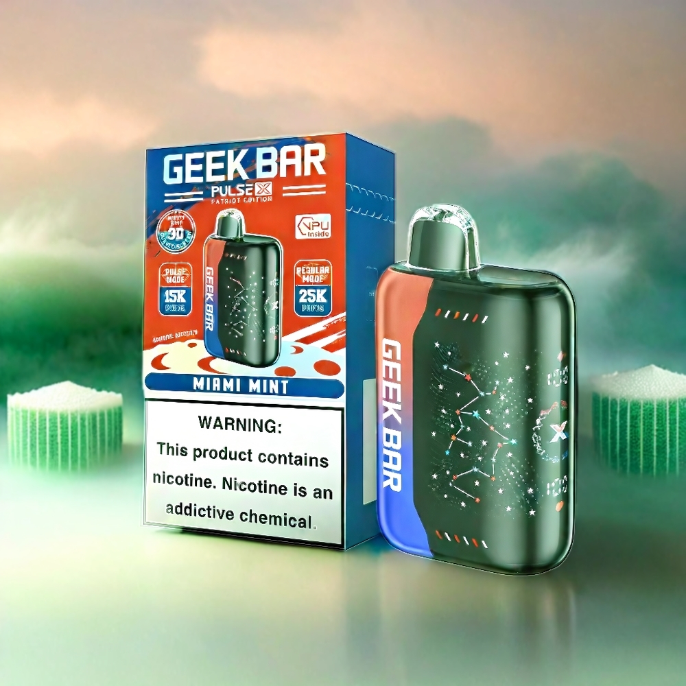 Geek Bar Pulse X 25000 Puffs France Grosiste Avec 18ml e-liquide Prérempli et Ecran Courbé 3d - Édition Patriot