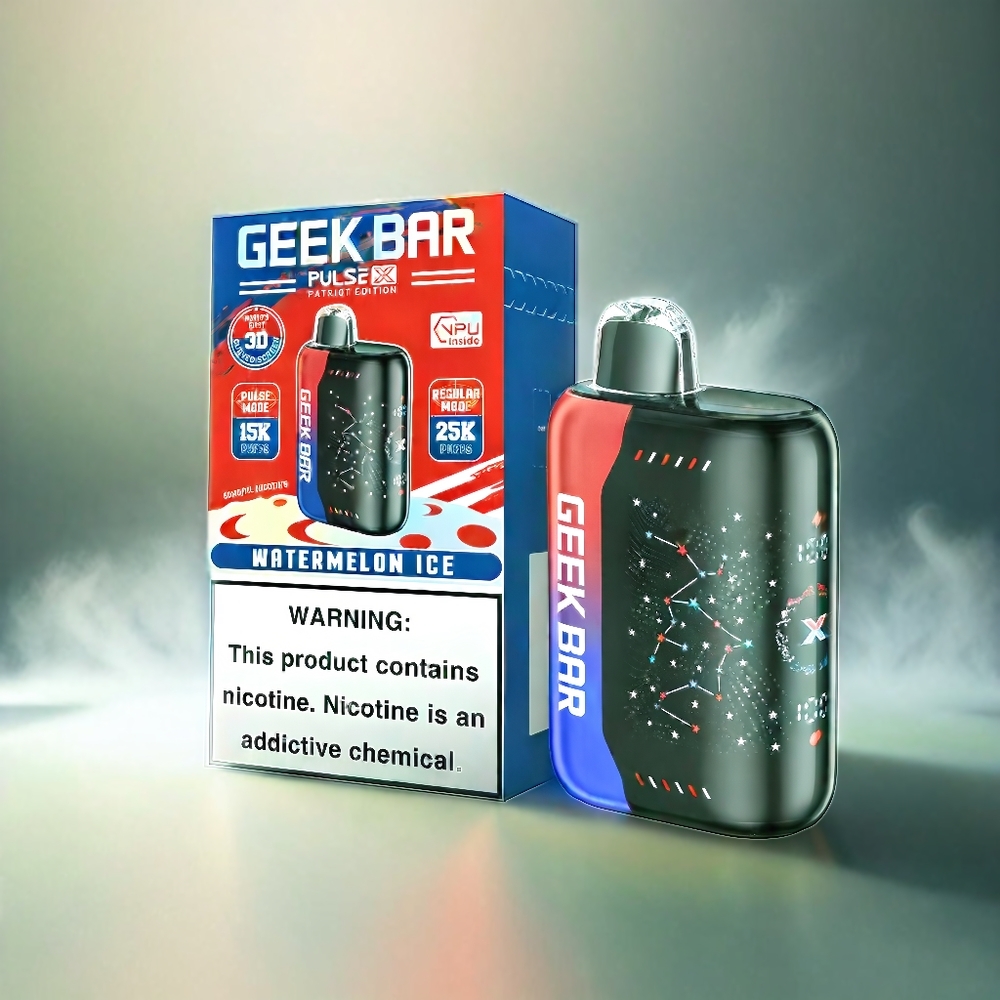 Geek Bar Pulse X 25000 Puffs France Grosiste Avec 18ml e-liquide Prérempli et Ecran Courbé 3d - Édition Patriot