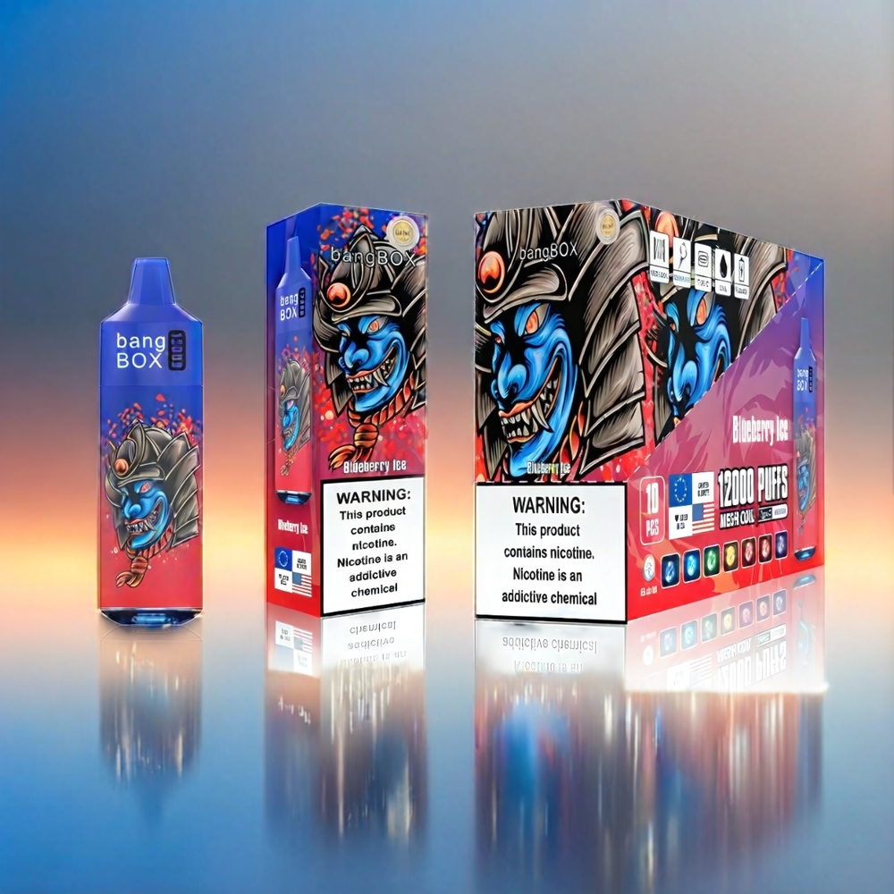 Bang Box 12000 Puffs France Grosiste e-liquide 23ml 650mAh Type-C PC 5V 1A Glace Myrtille