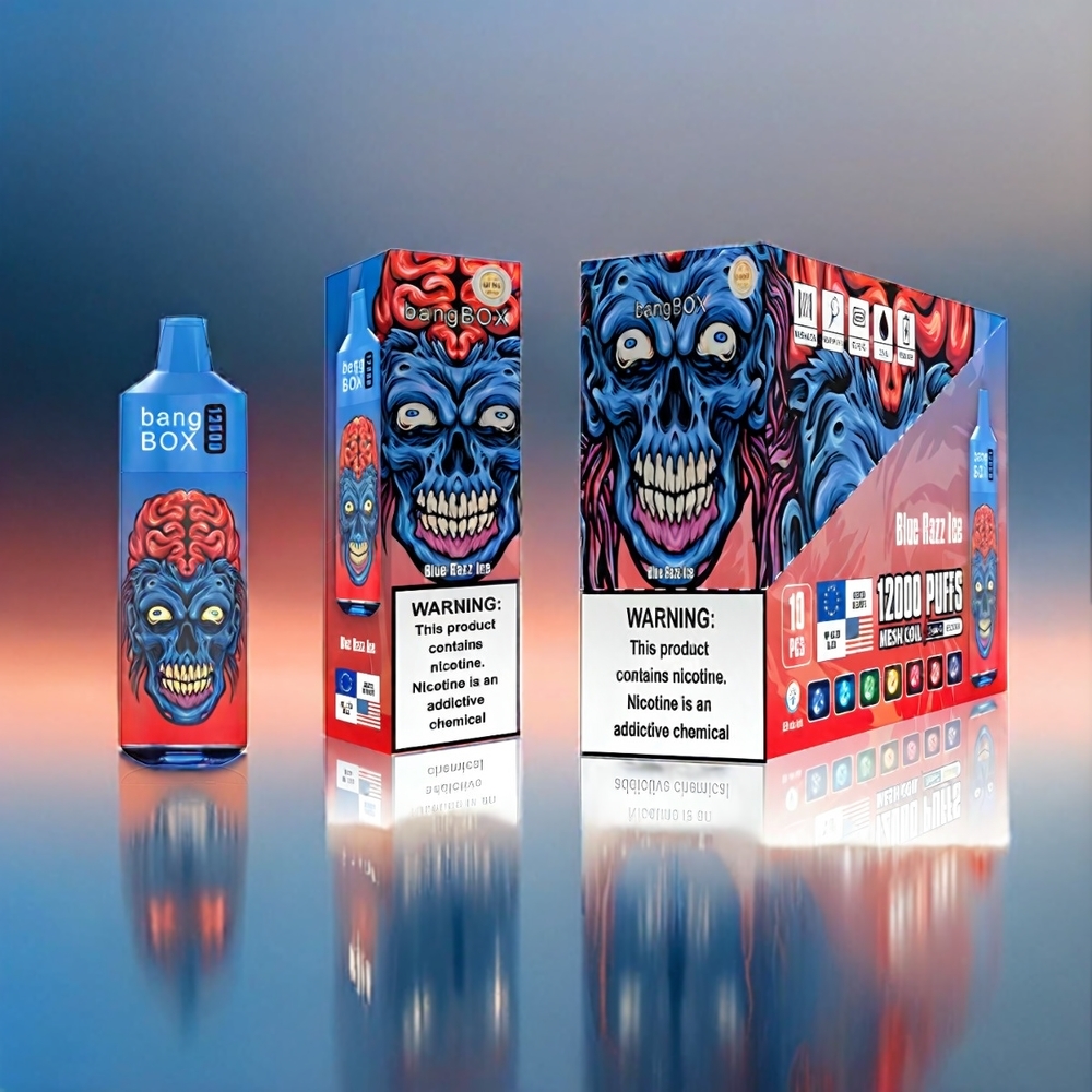 Bang Box 12000 Puffs Vape Bleu Razz Ice France Grosiste - 23 ml, 650mAh, Type-C, 0% -5% Salt Nic