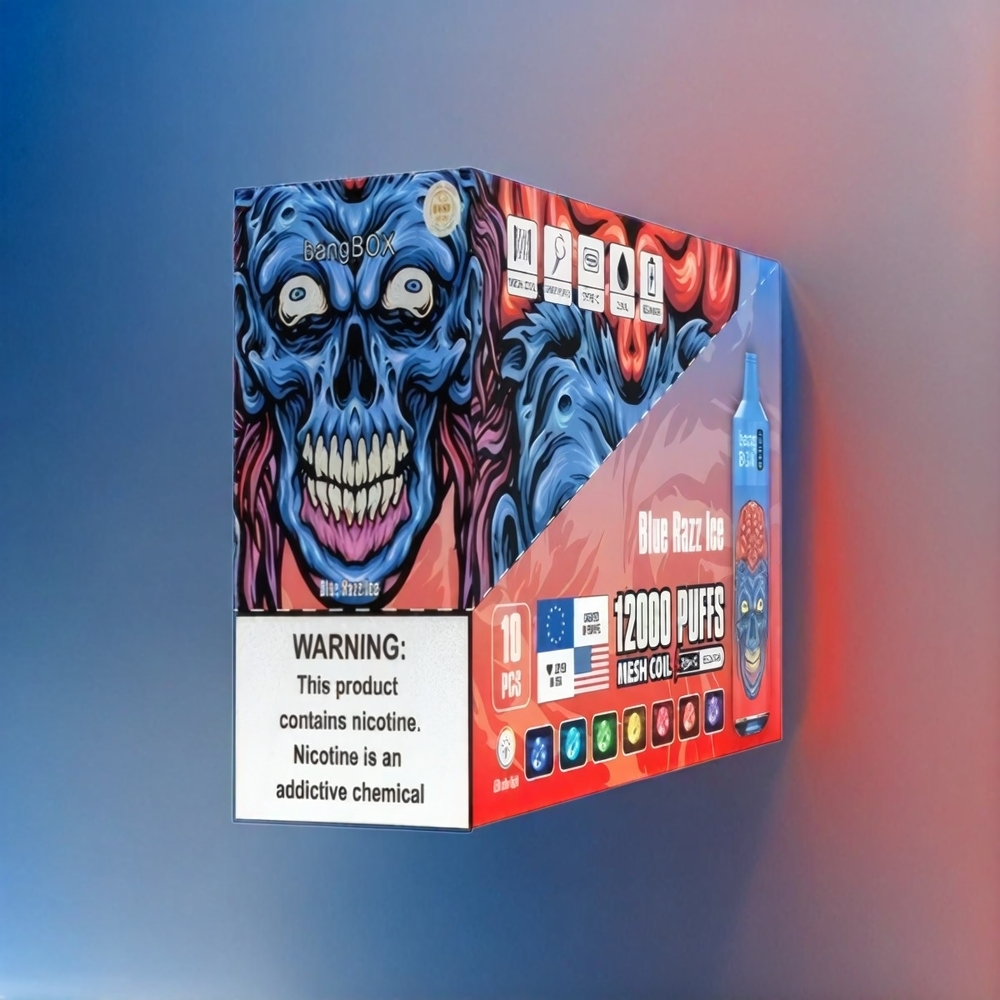 Bang Box 12000 Puffs Vape Bleu Razz Ice France Grosiste - 23 ml, 650mAh, Type-C, 0% -5% Salt Nic