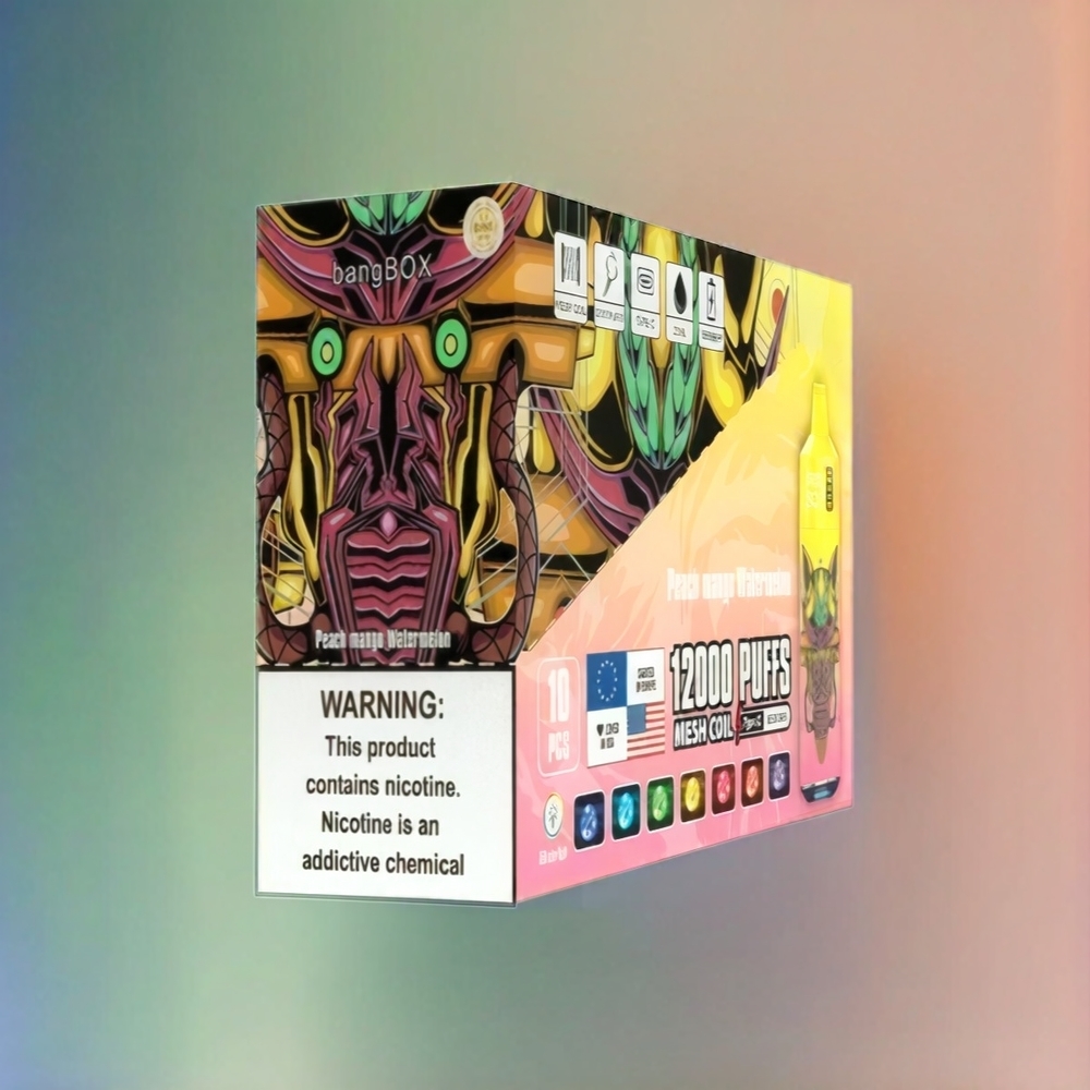 Bang Box 12000 Puffs Vape Pêche MANGE PASTÈQUE - France Grosiste (23 ml, 650mAh, Type-C, PC)