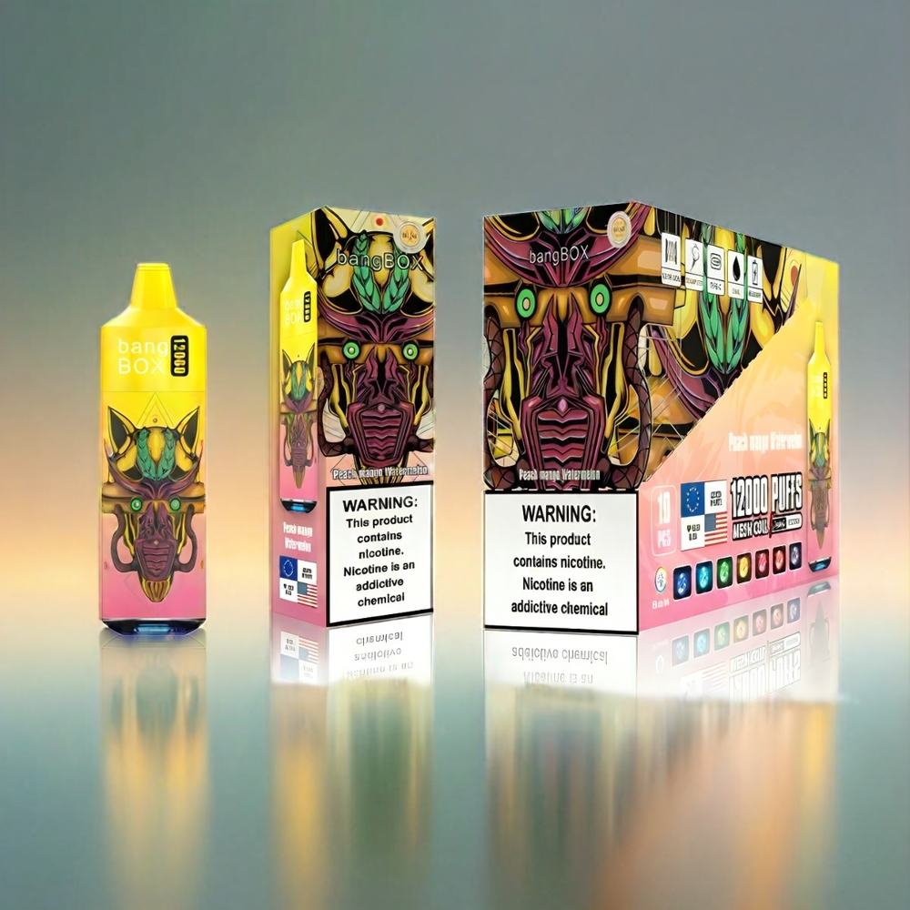 Bang Box 12000 Puffs Vape Pêche MANGE PASTÈQUE - France Grosiste (23 ml, 650mAh, Type-C, PC)