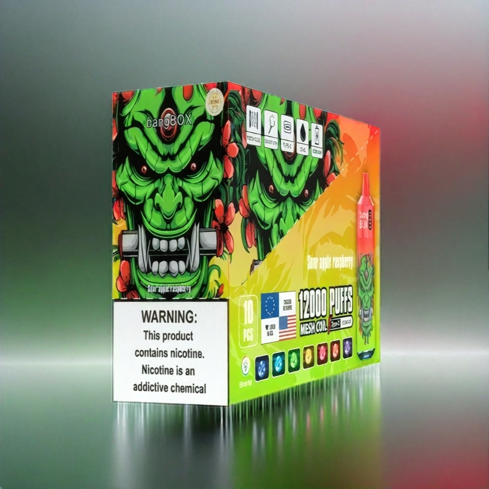 Bang Box 12000 Puffs Vape Pomme Acidule Framboise France Grosiste - 23 ml - 650mAh - Type-C - PC - 1 Boîte 10 PCS - Salt Nic 0% -2% -3% -5%