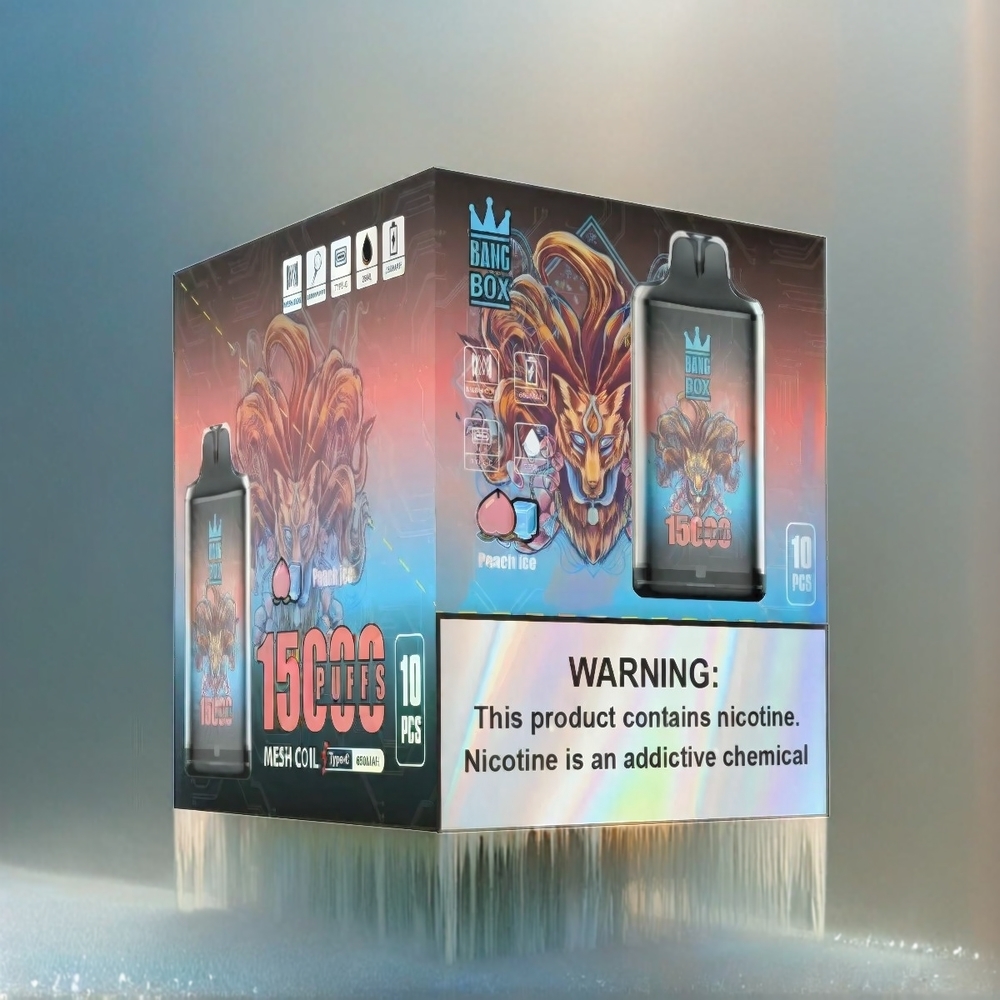 Bang Box 15000 Puffs France Grosiste 23ml 650mAh Glace à la Pêche Type-C