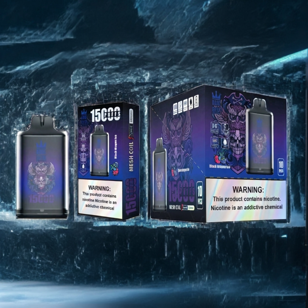 Bang Box 15000 Puffs France Grosiste AVEC 23ml e-liquide et USB Type-C - Dragon Noir Glace