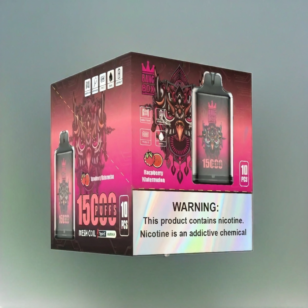 Bang Box 15000 Puffs Vape Framboise Pastèque - 23 ml / 650mAh / USB Type-C - France Grosiste