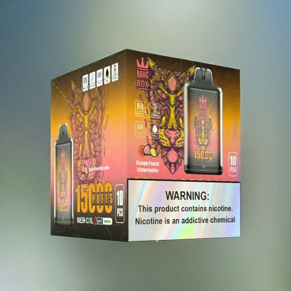 Bang Box 15000 Puffs Vape Mangue Pêche Pastèque - France Grosiste - 23 ml - 650mAh - Type-C