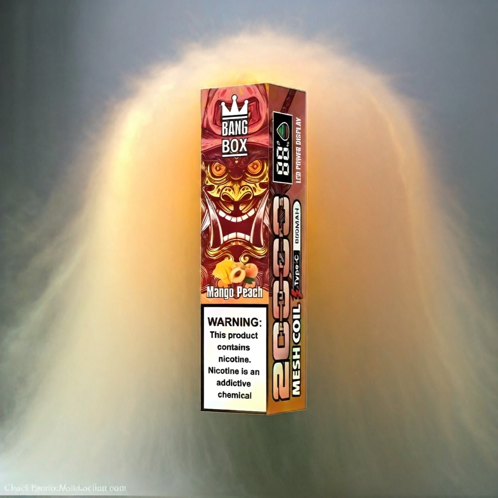 Bang Box 20000 Puffs France Grosiste - 35 ml 850mAh Rechargeable - Mango Peach (Mangue Pêche) - 12 disoniles de sauvegardes