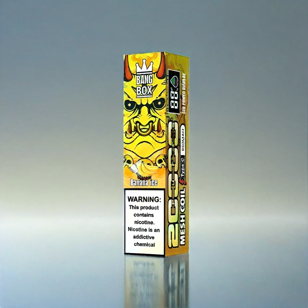 Bang Box 20000 Puffs France Grosiste - 35 ml e-liquide, 5% de nicotine, 850mAh rechargeable, Banane Glacée