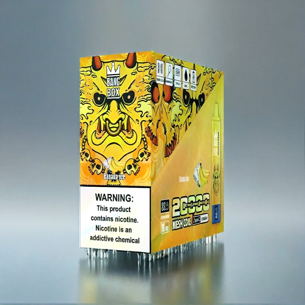 Bang Box 20000 Puffs France Grosiste - 35 ml e-liquide, 5% de nicotine, 850mAh rechargeable, Banane Glacée