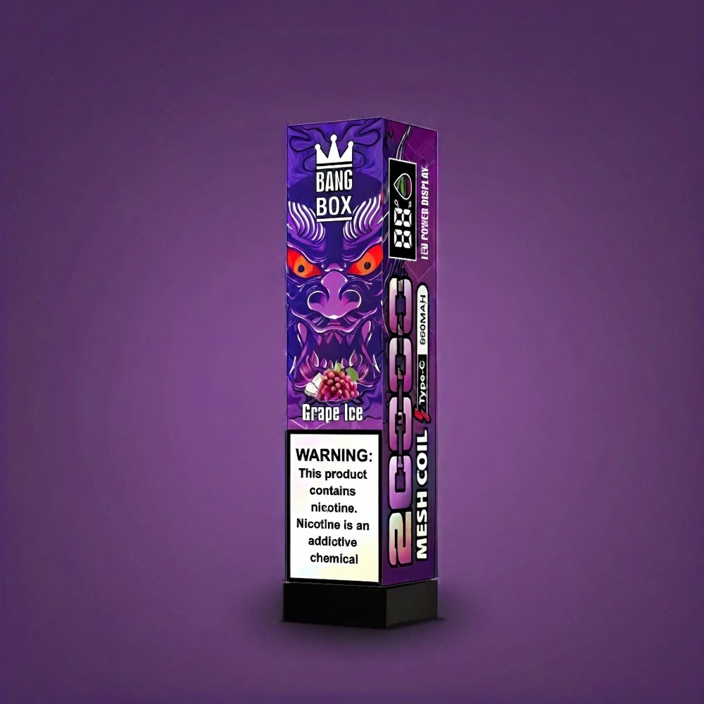 Bang Box 20000 Puffs France Grosiste - Glace Raisin (glace de raisin), 35 ml, 5% de nicotine, bobine de maille