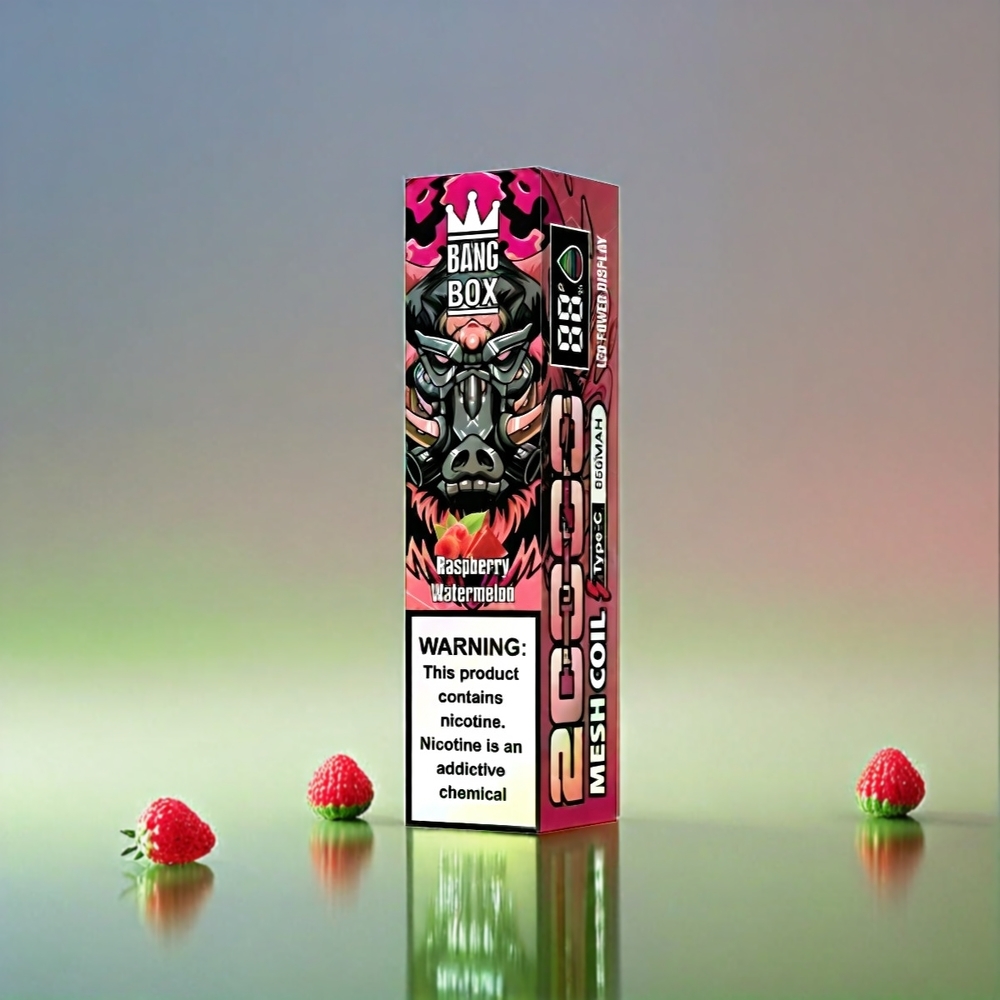 France Grossiste Bang Box 20000 Puffs Vape Framboise Pastèque (pastèque de framboise) AVEC ÉCRAN Intelligent, 35 ml e-liquide et 850mAh rechargeable
