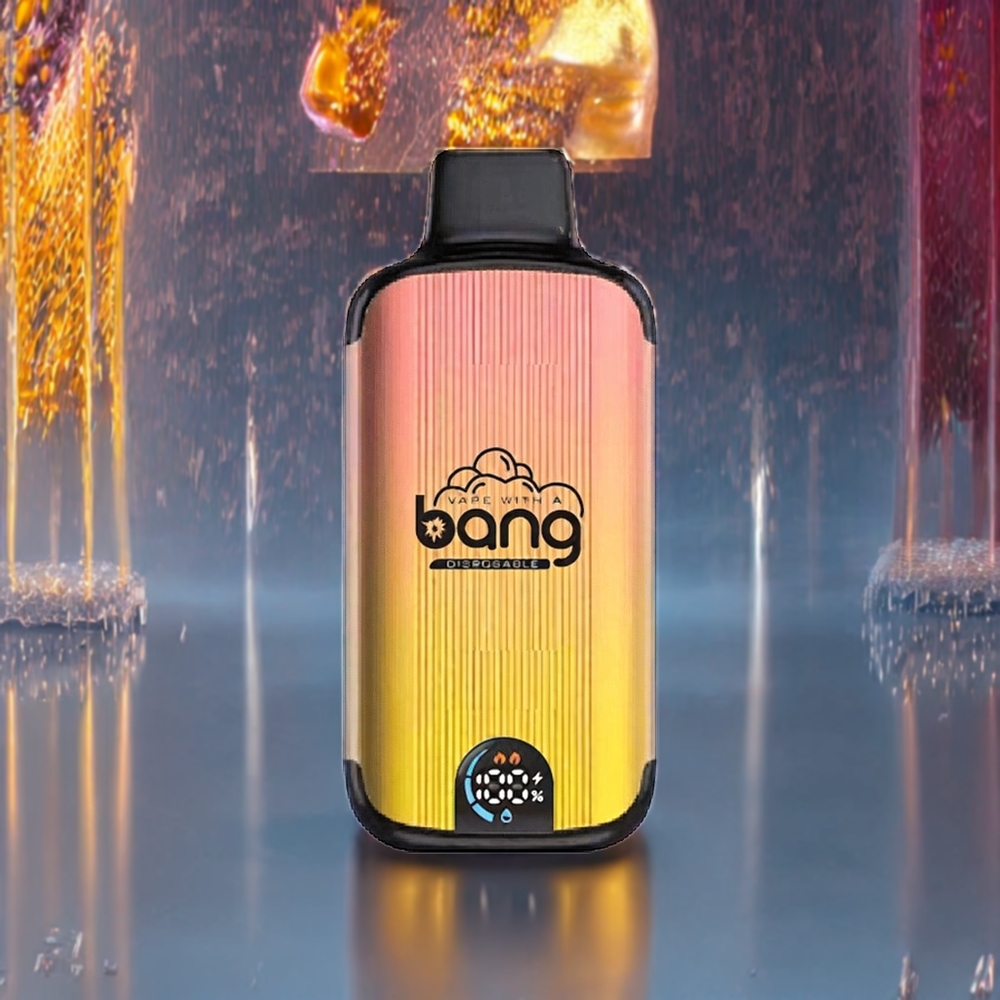 Bang 20000 Puffs France Grossiste - Dispositif de Vape Jetable avec Batterie 13400, Port Type-C et Écran Intelligent - Pêche Glacée (0%,2%,3%,5% Nicotine)