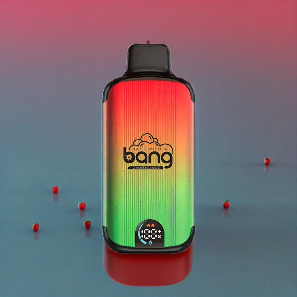 Bang 20000 Puffs France Grossiste - E-Liquide Fraise Pastèque, Batterie 13400mAh, Recharge Type-C, Double Résistance Mesh, Écran Intelligent, 0-5% Nicotine