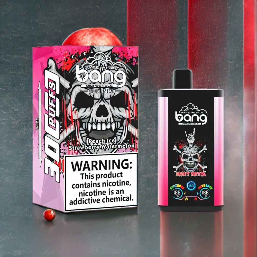 Bang 30K Pro 30000 Puffs France Grossiste - Double Saveur Pêche Glacée & Pastèque-Fraise, 36ml, 550mAh, 0%/2%/3%/5% Nicotine