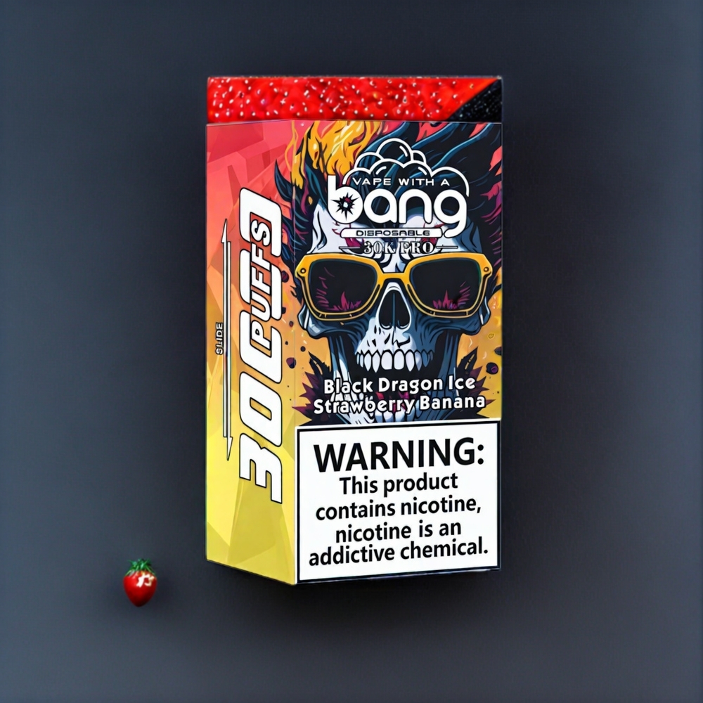 Bang 30K Pro 30000 Puffs France Grossiste - Double Saveur Système Dragon Noir Glacé & Fraise Banane