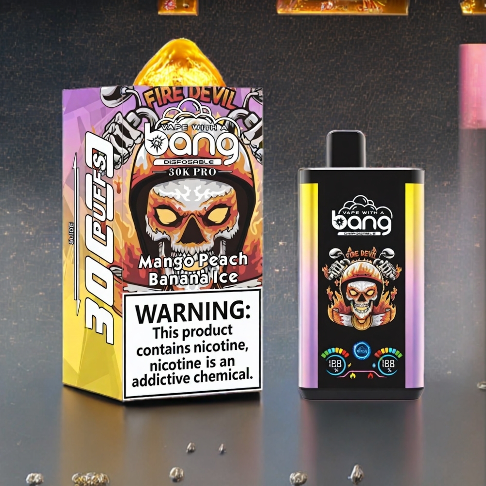 Bang 30K Pro 30000 Puffs France grossiste - Dispositif Jetable Double Saveur Mangue Pêche & Banane Glacée - 36ml, 550mAh