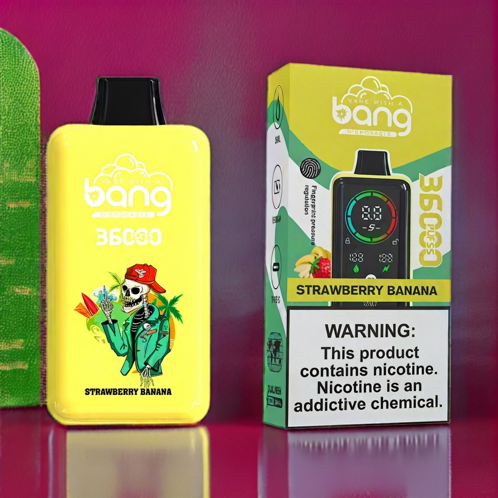 Bang 36000 Power Vape jetable Fraise Banane - France grossiste - 36ml, 36000 Puffs, 850mAh