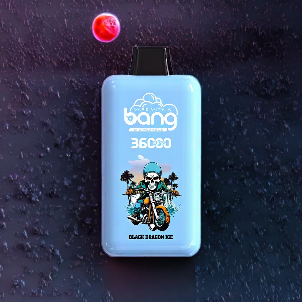 Bang 36000 Power Vape jetable France Grossiste - Dragon Noir Glace (0%, 2%, 3%, 5% Nicotine, 36ml, 36000 Puffs, 850mAh)