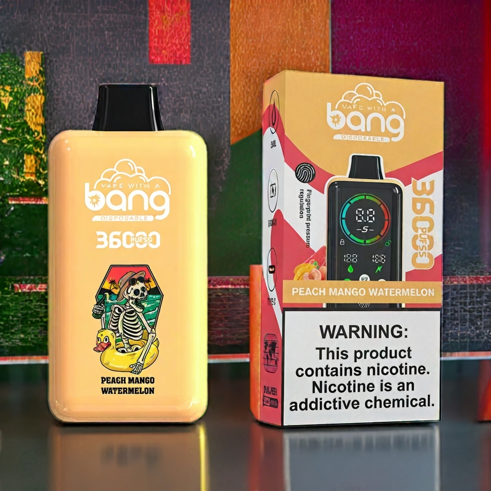 Bang 36000 Power Vape jetable Pêche Mangue Pastèque - France Grossiste - 36ml, 36000 Puffs, 850mAh