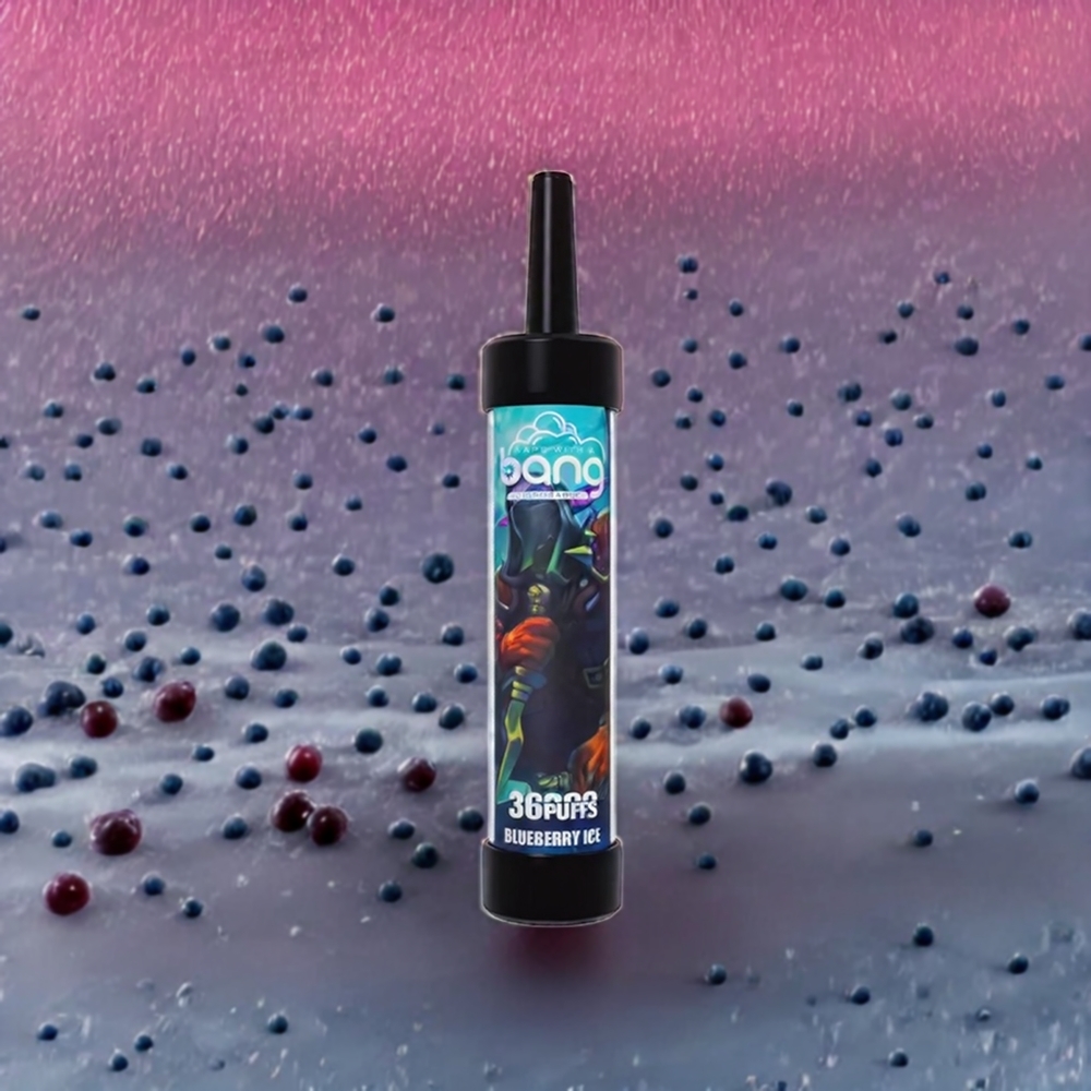 Bang 36000 Puffs France grossiste - Dispositif Vape Jetable 40ml, Batterie 650mAh, 0.60 ohm, 5% Nicotine, Glace Myrtille